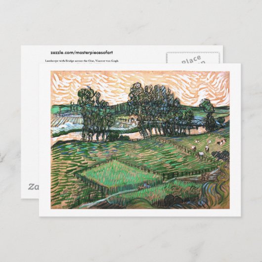 Landschap, Brug over Oise, Vincent van Gogh Briefkaart (Voorkant / Achterkant)