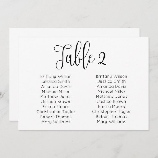 Landschap bruiloft zitkaart. Modern tafelplan Kaart (Voorkant / Achterkant)