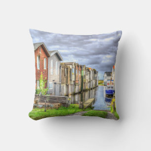 Landschap Bungalow Harbor Scenary Boat Kussen