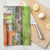 Landschap Bungalow Harbor Scenary Boat Theedoek (Quarter Fold)