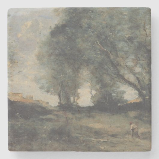 Landschap (Camille Corot) Stenen Onderzetter (Voorkant)
