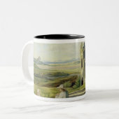 Landschap Campagna nabij de nomentano-brug Tweekleurige Koffiemok (Voorkant links)