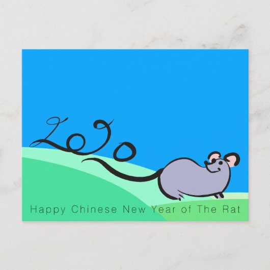 Landschap Cartoon Muis Chinese Rat Jaar 2020 P Uitnodiging Briefkaart (Voorkant)