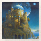 Landschap Castle Fantasy Moon Glazen Onderzetter (Voorkant)