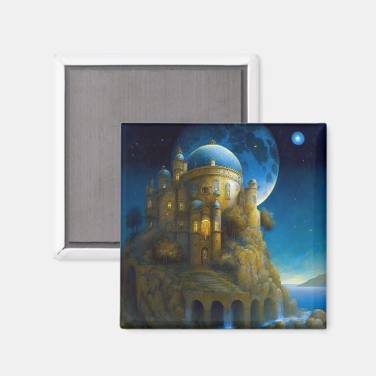 Landschap Castle Fantasy Moon Magneet (Voorkant / Achterkant)