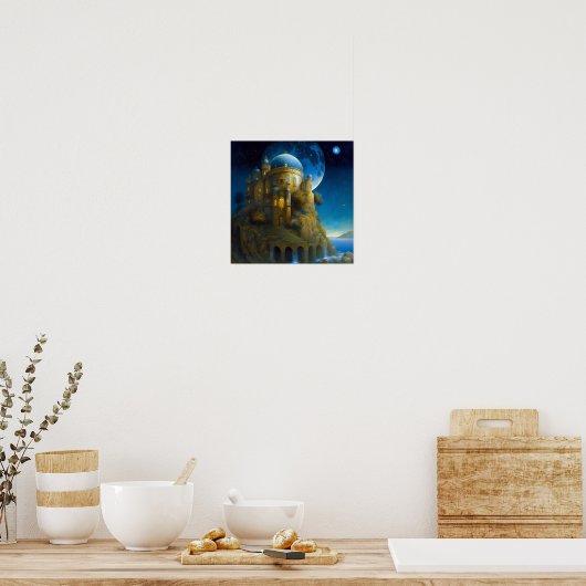 Landschap Castle Fantasy Moon Poster (Keuken)