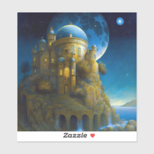 Landschap Castle Fantasy Moon Sticker