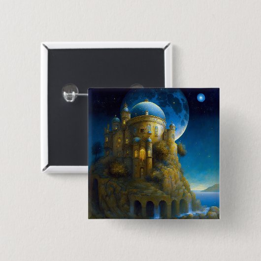 Landschap Castle Fantasy Moon Vierkante Button 5,1 Cm (Voorkant /achterkant)