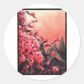 Landschap Cherry blossom Ronde Sticker (Voorkant)