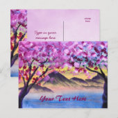 Landschap Cherry Blossom Trees Lake Dusk Briefkaart (Voorkant / Achterkant)