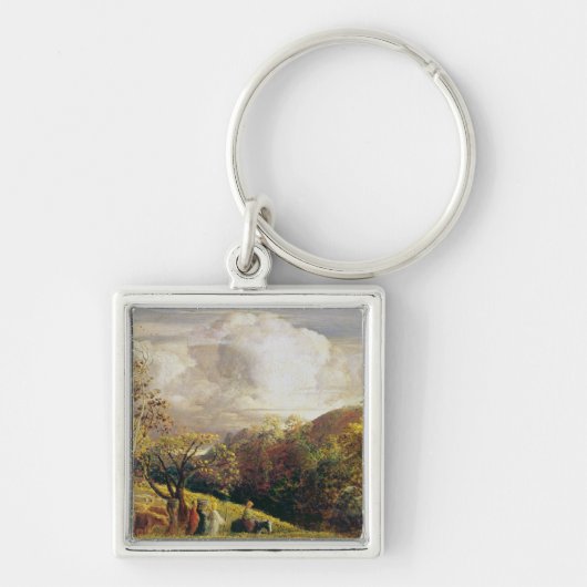Landschap, cijfers en runderen sleutelhanger (Voorkant)