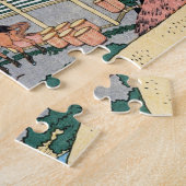Landschap Cool oriental japanese Hokusai Fuji Uitz Legpuzzel (Zijkant)