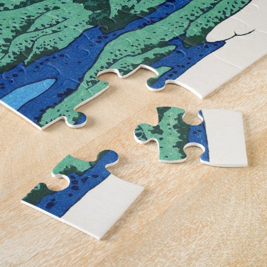 Landschap Cool oriental japanese Hokusai Fuji Uitz Legpuzzel (Zijkant)