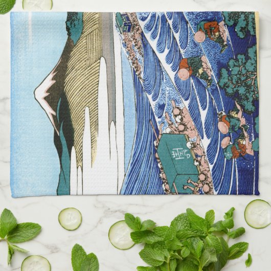 Landschap Cool oriental japanese Hokusai Fuji Uitz Theedoek (Gevouwen)