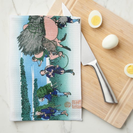 Landschap Cool oriental japanese Hokusai Fuji Uitz Theedoek (Quarter Fold)