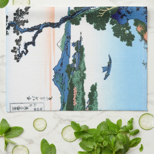 Landschap Cool oriental japanese Hokusai Fuji Uitz Theedoek (Gevouwen)