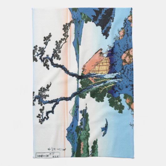 Landschap Cool oriental japanese Hokusai Fuji Uitz Theedoek (Verticaal)