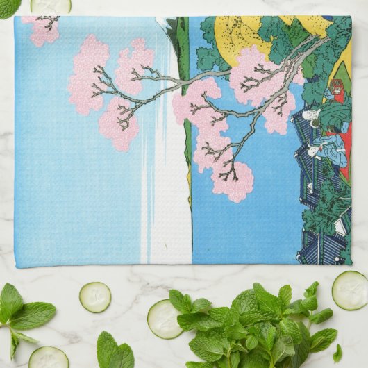 Landschap Cool oriental japanese Hokusai Fuji Uitz Theedoek (Gevouwen)