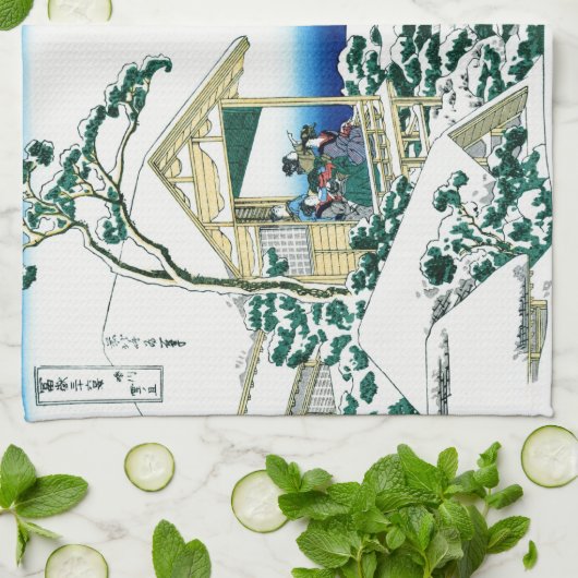 Landschap Cool oriental japanese Hokusai Fuji Uitz Theedoek (Gevouwen)