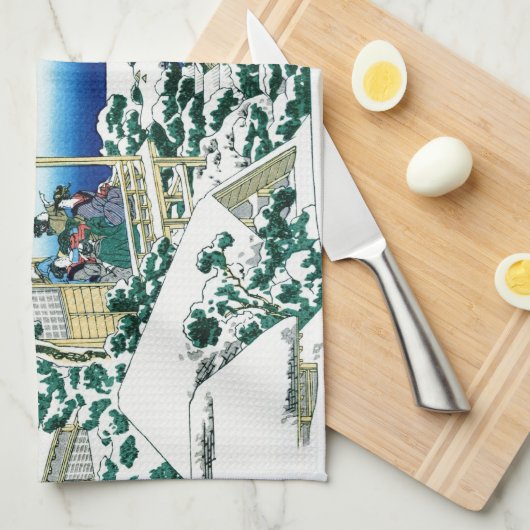 Landschap Cool oriental japanese Hokusai Fuji Uitz Theedoek (Quarter Fold)