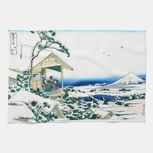 Landschap Cool oriental japanese Hokusai Fuji Uitz Theedoek (Horizontaal)