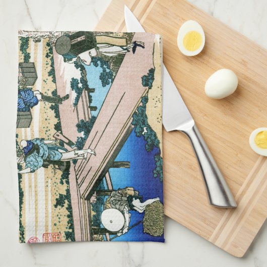 Landschap Cool oriental japanese Hokusai Fuji Uitz Theedoek (Quarter Fold)