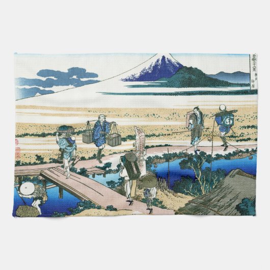 Landschap Cool oriental japanese Hokusai Fuji Uitz Theedoek (Horizontaal)