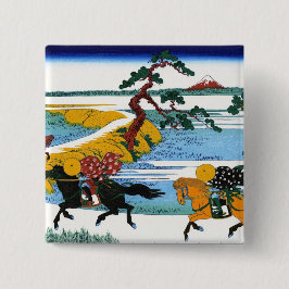 Landschap Cool oriental japanese Hokusai Fuji Uitz Vierkante Button 5,1 Cm