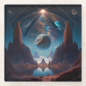 Landschap Cosmic Fantasy Glazen Onderzetter (Voorkant)