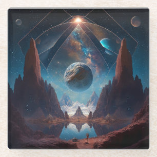 Landschap Cosmic Fantasy Glazen Onderzetter