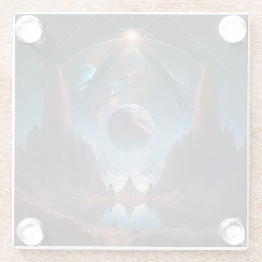 Landschap Cosmic Fantasy Glazen Onderzetter (Achterkant)