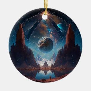 Landschap Cosmic Fantasy Keramisch Ornament