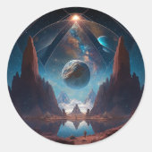 Landschap Cosmic Fantasy Ronde Sticker (Voorkant)