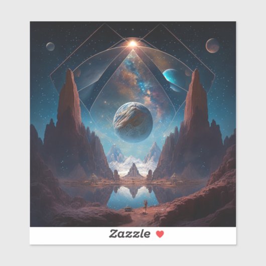 Landschap Cosmic Fantasy Sticker (Vel)