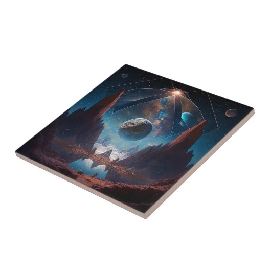 Landschap Cosmic Fantasy Tegeltje (Zijkant)