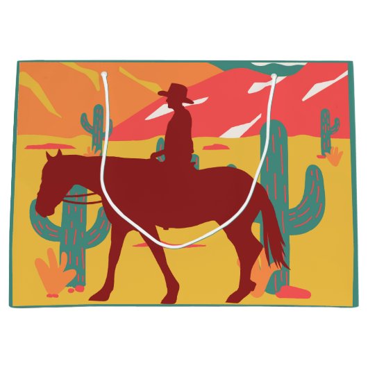 Landschap Cowboy Silhouette Groot Cadeauzakje (Voorkant)