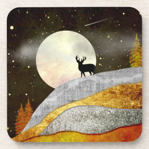 Landschap Deer Moon Bier Onderzetter