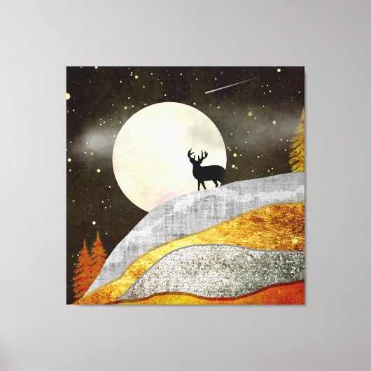Landschap Deer Moon Canvas Afdruk (Voorkant)
