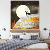 Landschap Deer Moon Canvas Afdruk (Insitu (Slaapkamer))