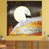 Landschap Deer Moon Canvas Afdruk (Insitu (Woonkamer))