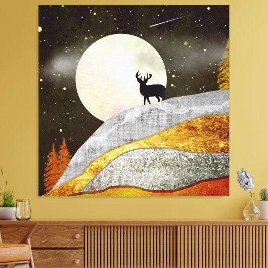 Landschap Deer Moon Canvas Afdruk (Insitu (Woonkamer))