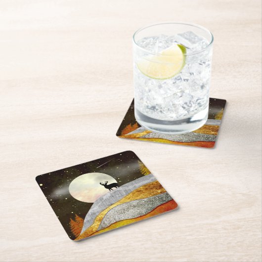 Landschap Deer Moon Kartonnen Onderzetters (Insitu)