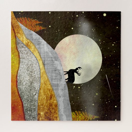 Landschap Deer Moon Legpuzzel (Horizontaal)
