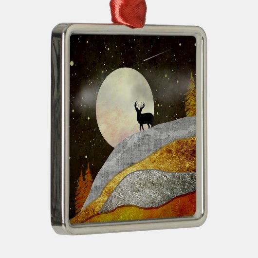 Landschap Deer Moon Metalen Ornament (Rechts)