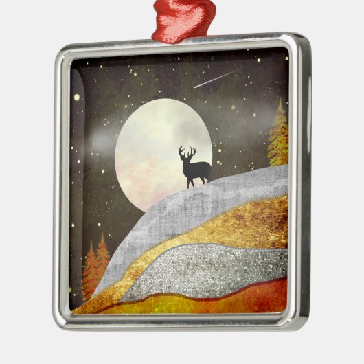 Landschap Deer Moon Metalen Ornament (Links)
