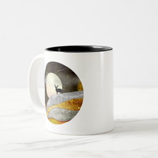 Landschap Deer Moon Tweekleurige Koffiemok (Voorkant links)