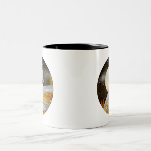 Landschap Deer Moon Tweekleurige Koffiemok (Center)