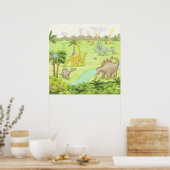 Landschap Dinosaur Poster (Keuken)