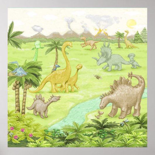 Landschap Dinosaur Poster (Voorkant)