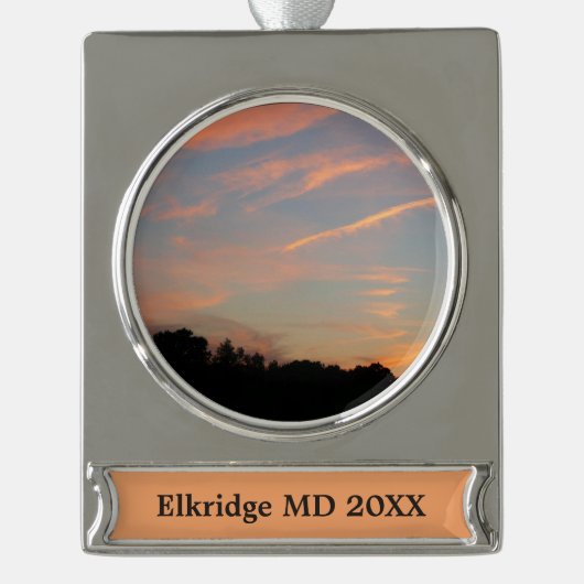 Landschap Elkridge Sunset Maryland Verzilverd Banner Ornament (Voorkant)